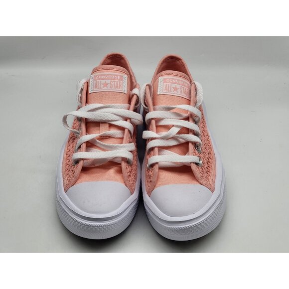 Converse All Star Shoes Youth Size 5.5 Pink Crochet Platform Lace Up Sneakers - Picture 2 of 10